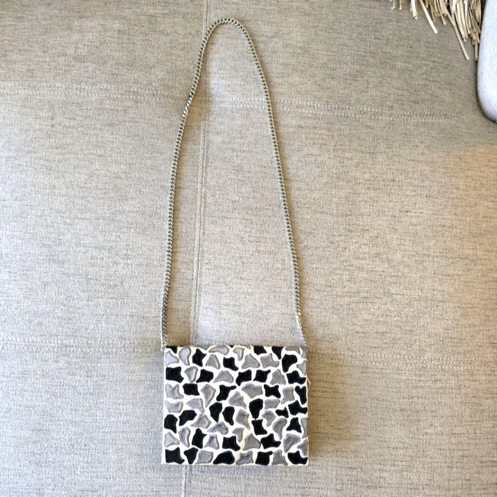 Valentino Garavani Vintage Night Leather Patched and Suede Purse / Clutch
